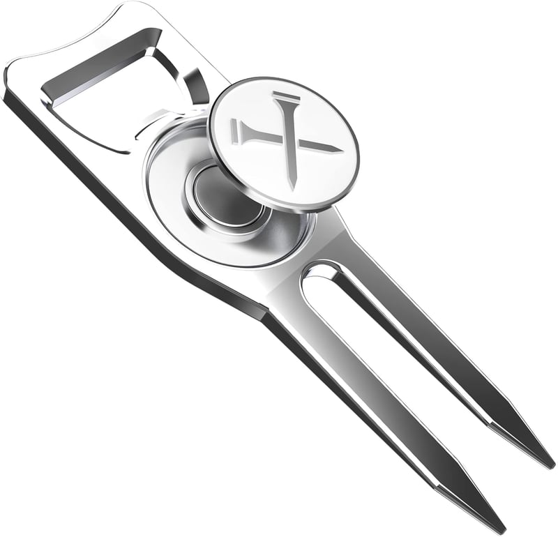 6-in-1 Golf Divot Tool & Ball Marker – Silver