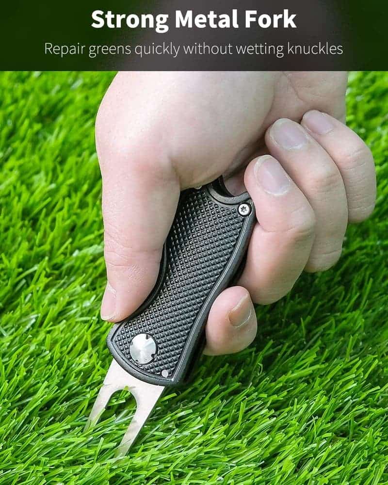 Foldable Golf Divot Tool with Ball Marker, Aluminum Handle