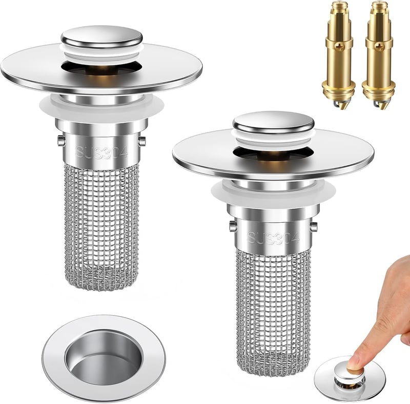 Bathroom Sink Stopper Strainer Set with Hair Catcher Basket