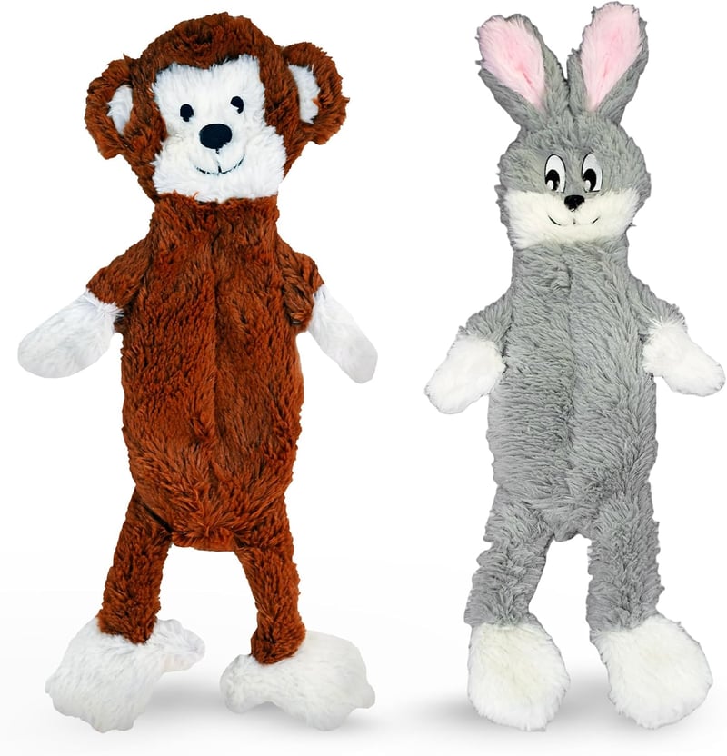 Funny Monkey-Rabbit Plush Dog Toy, No Stuffing, 21