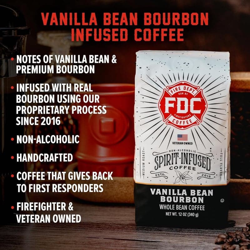 Vanilla Bourbon Coffee, Medium Roast, Firefighter Support, 12 oz