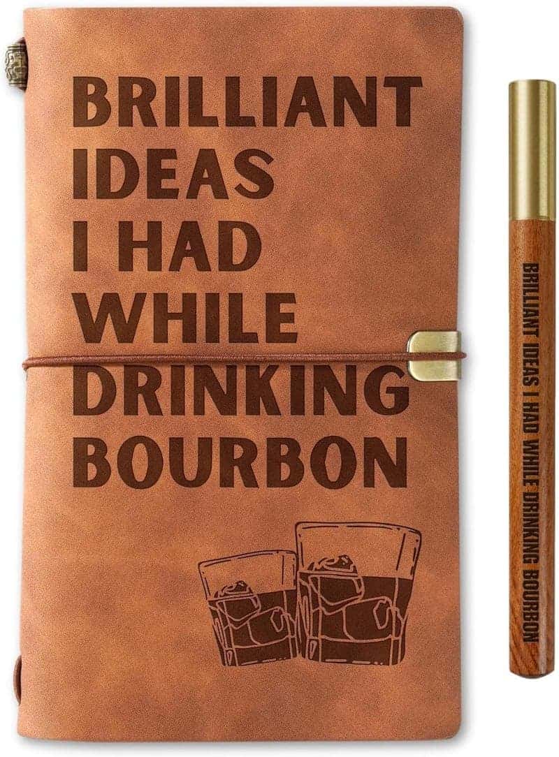 Birthday Gift Leather Journal with Pen, Whiskey Lovers' Travel Diary