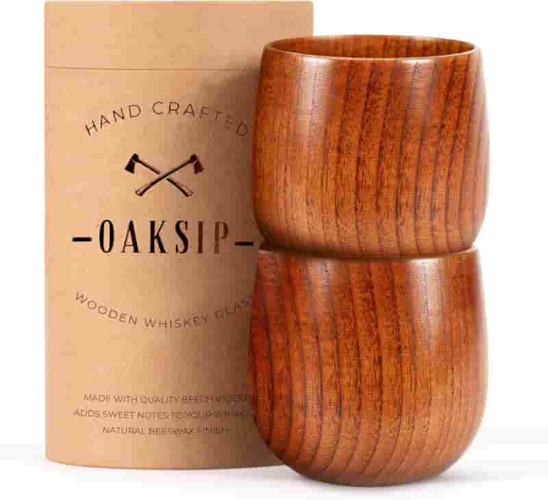 Bourbon Wood Glass Set for Men - 2 Pack