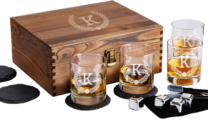 Anniversary Whiskey Glass Set: Engraved for Men