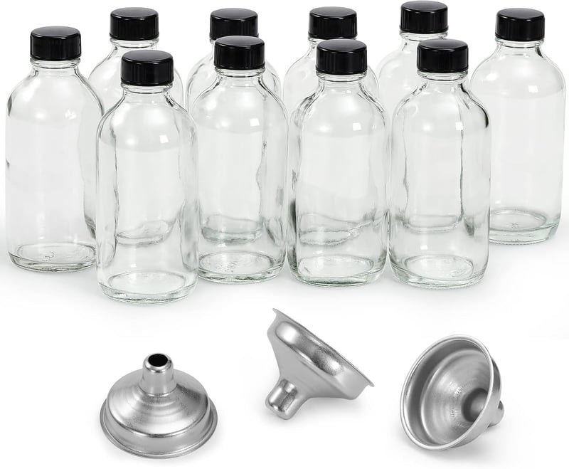 Leakproof Travel Glass Bottles Set, 4 oz, with Funnels
