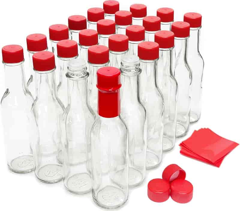 Hot Sauce Bottles with Red Caps, 5 oz - Pack of 24