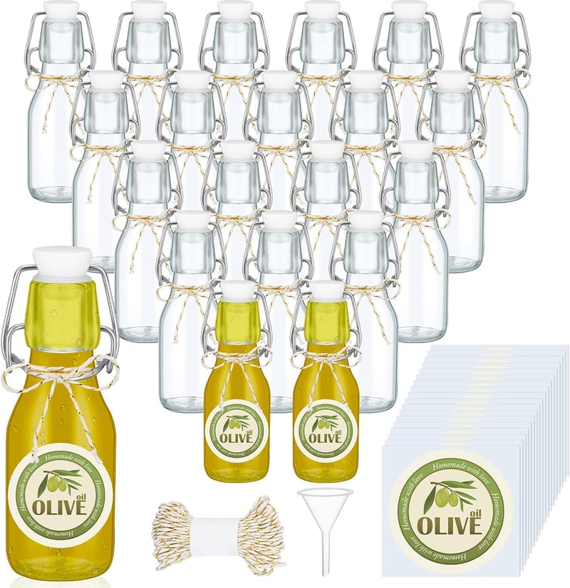 Wedding Favor Mini Glass Bottles with Airtight Lids, 4oz, 20-Pack