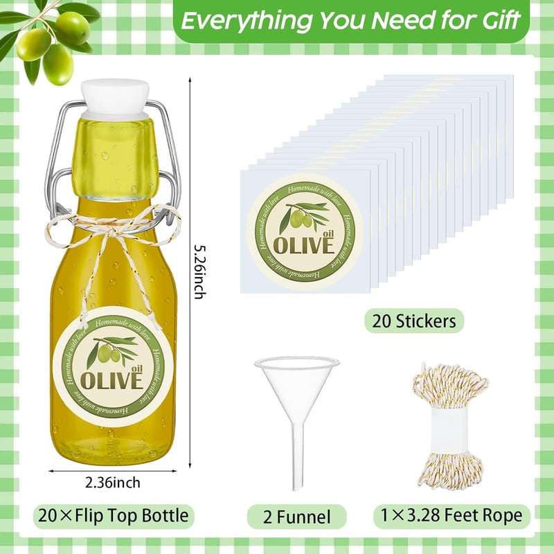 Wedding Favor Mini Glass Bottles with Airtight Lids, 4oz, 20-Pack
