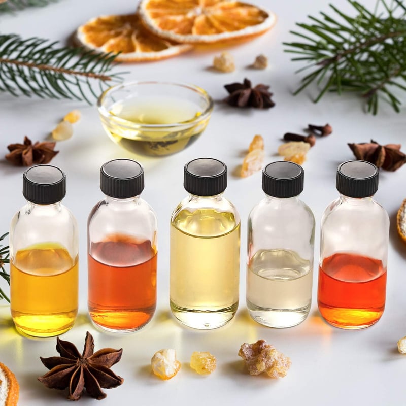 2 oz Glass Bottles Set with Lids & Funnels for Wellness Samples