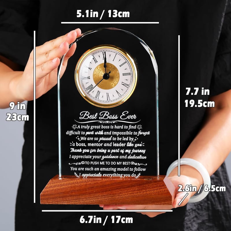 Boss's Day Glass Clock with LED Base