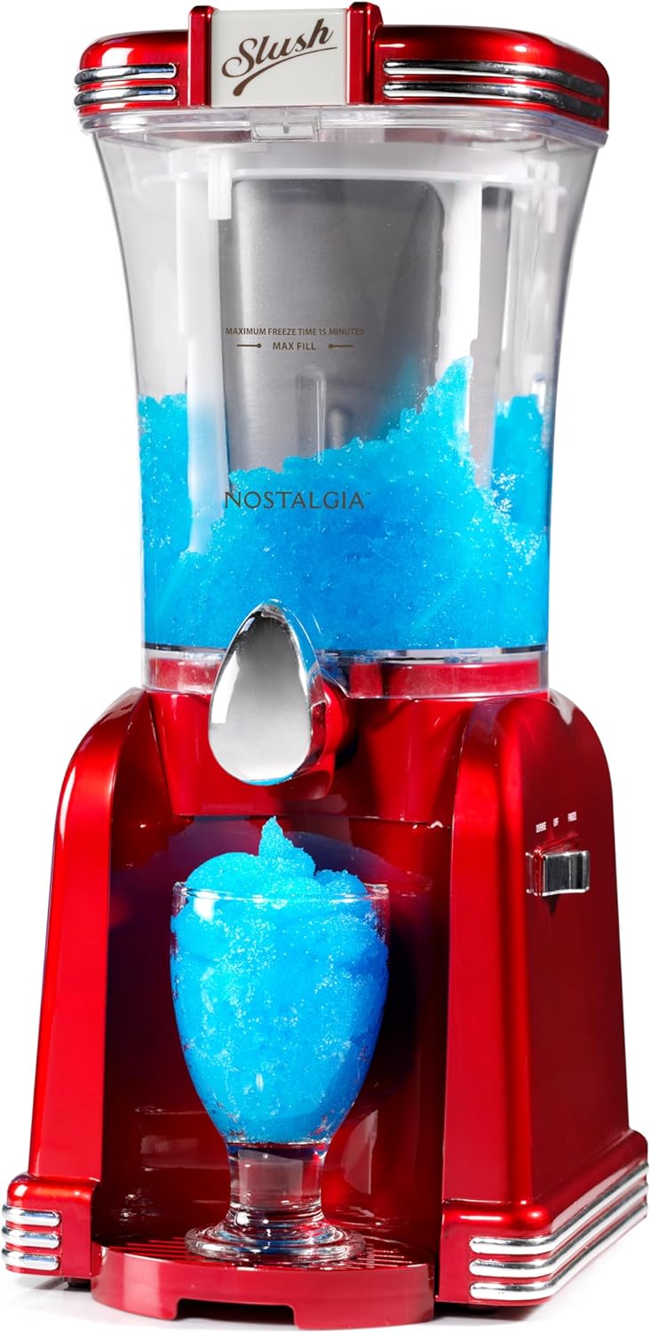 Retro 32-Oz Slushy Maker for Home, Stainless Steel Spout