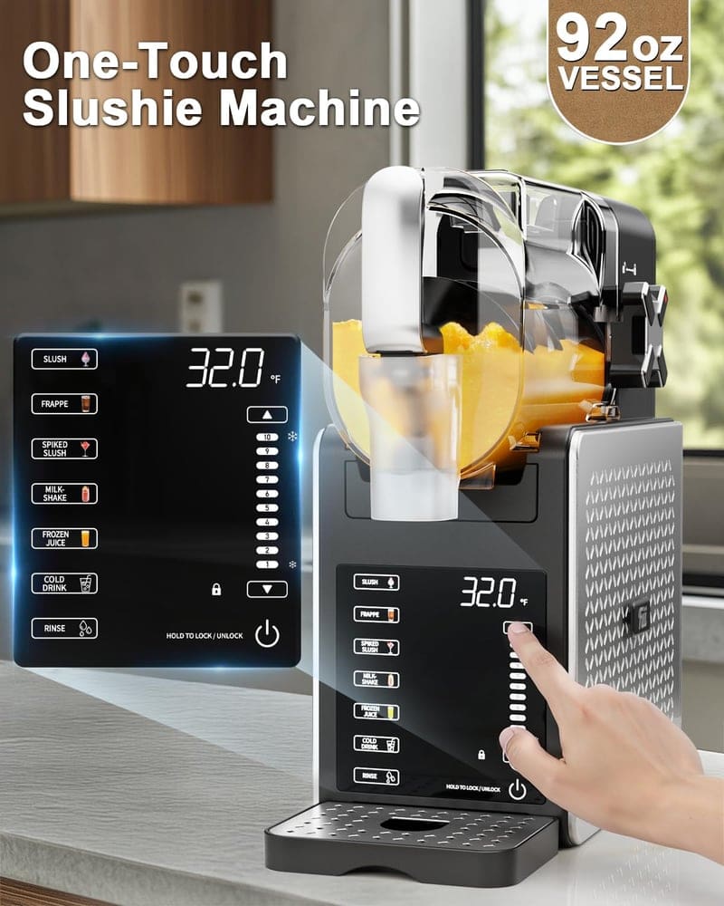 Home Slushie Machine, 92 oz, LED Display & Auto-Clean