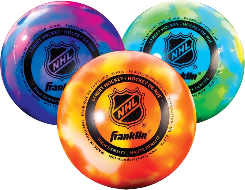 NHL Street Hockey Balls - No Bounce Outdoor Play, Assorted Colors