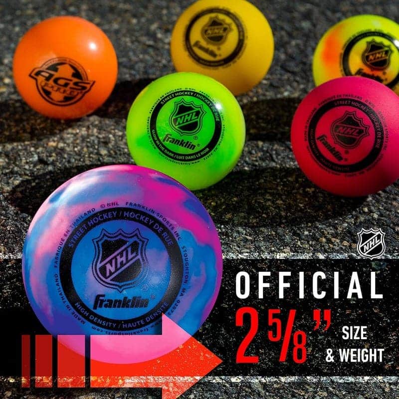 NHL Street Hockey Balls - No Bounce Outdoor Play, Assorted Colors