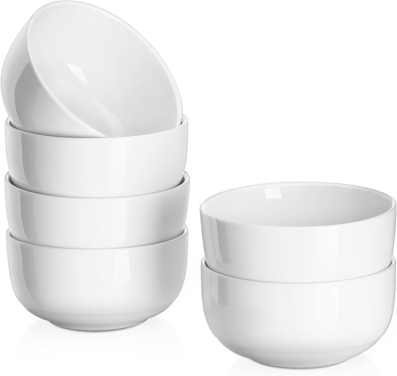 10 oz Ceramic Dessert Bowls, Set of 6, Microwave Safe