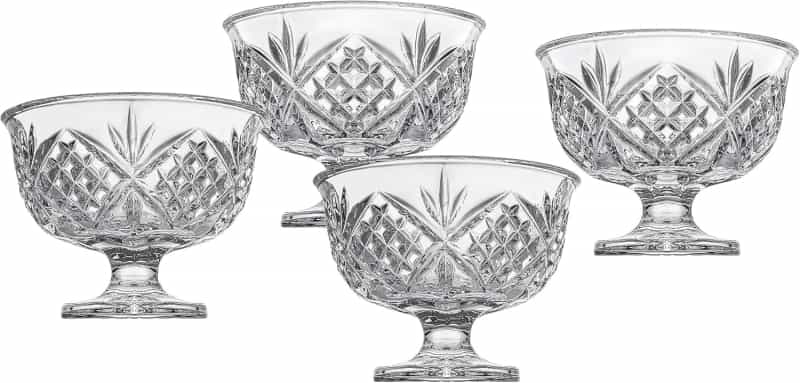 Crystal Dessert Bowls Set, Dublin Design – Set of 4