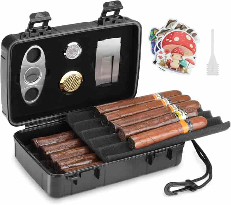 Black Portable Cigar Humidor Set for Men