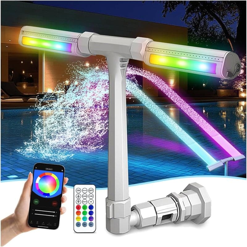 LED Pool Fountain with Adjustable Dual Spray and 16-Color Lights
