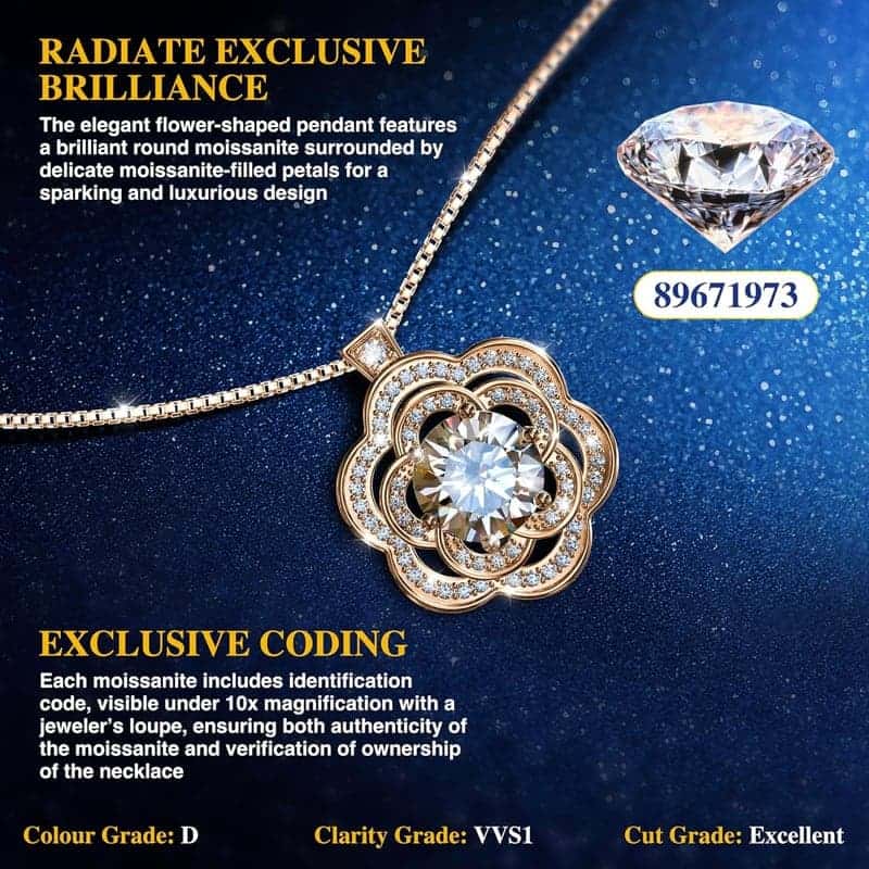 Wedding Moissanite Heart Necklace for Women – Engraved Pendant Gift