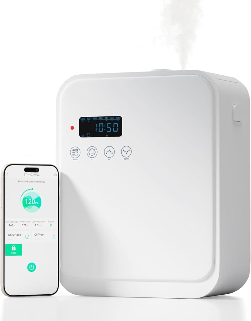 Waterless Smart Scent Diffuser, App-Controlled 1500 Sq. Ft