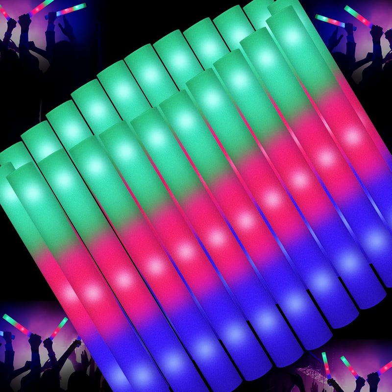 New Year Party LED Foam Glow Sticks, 3-Mode Flashing