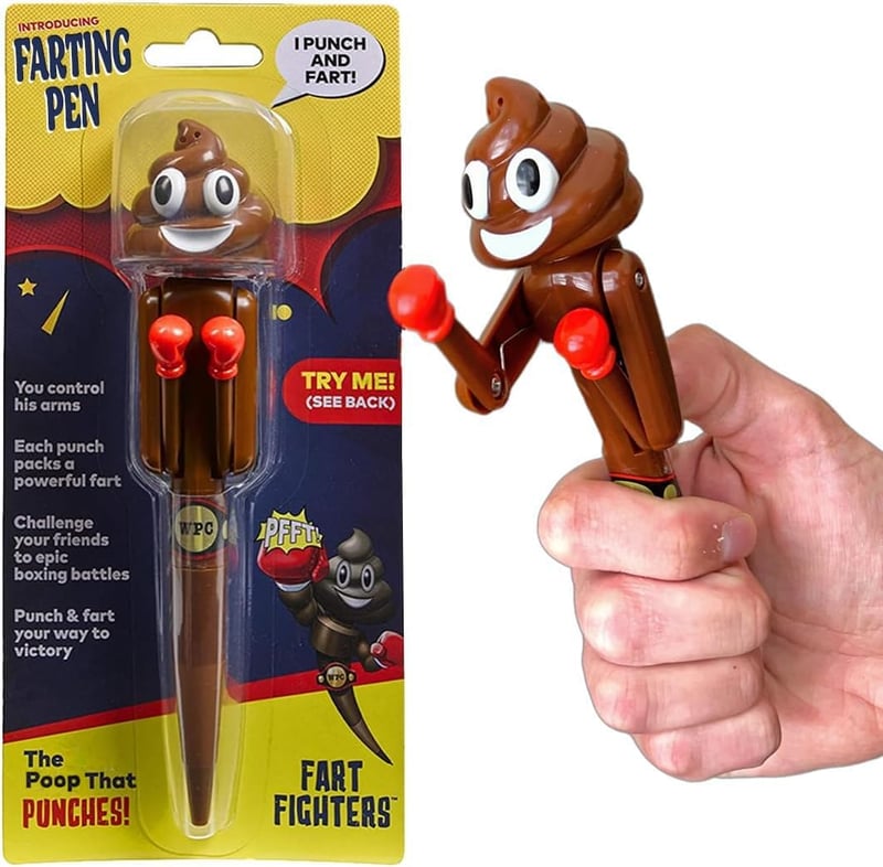 Funny Farting Poop Pen with Punching Arms - Novelty Gift Toy