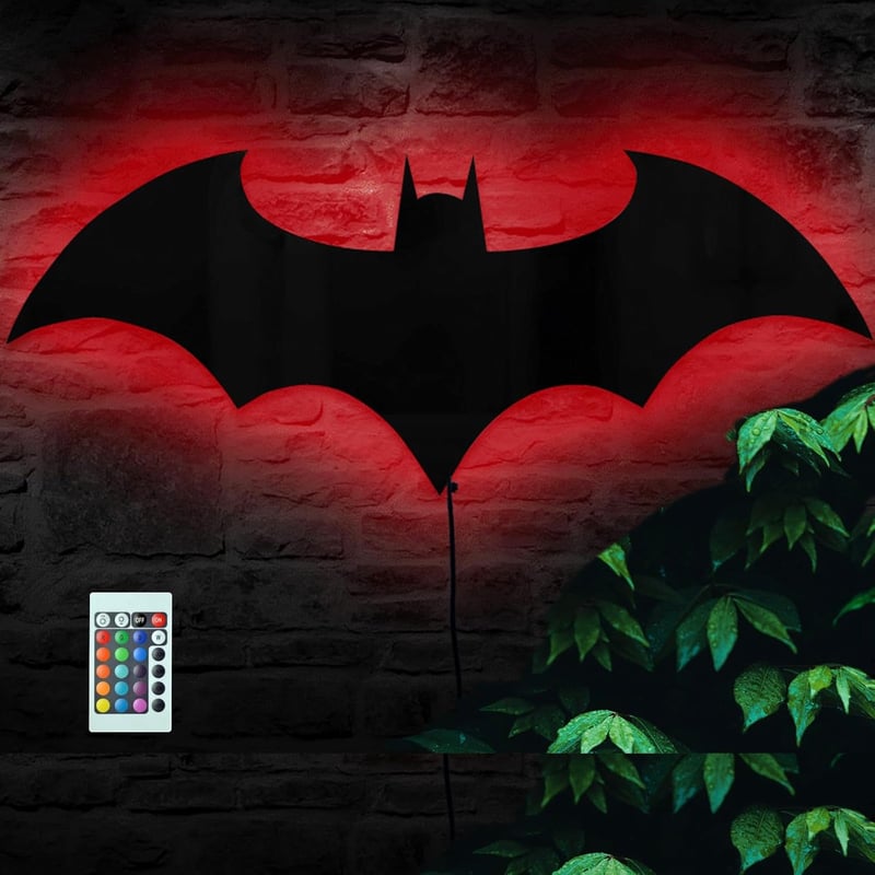 Superhero LED Wall Lamp with Remote, 16 Colors for Boys & Men
