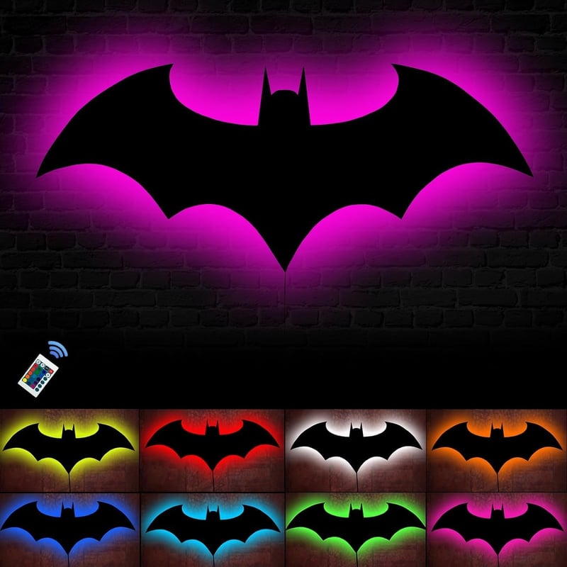Superhero LED Wall Lamp with Remote, 16 Colors for Boys & Men