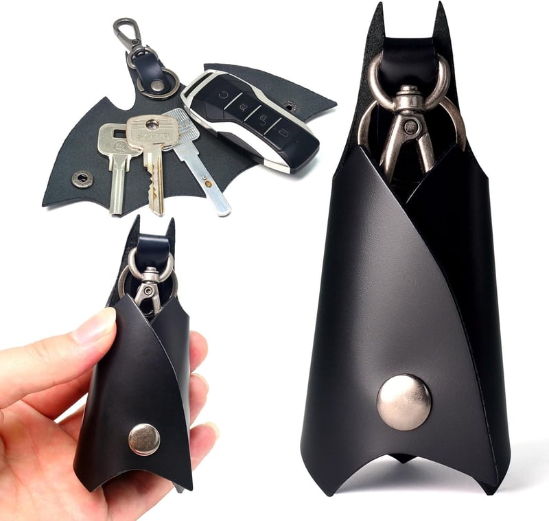 Leather Bat-Shaped Keychain for Men and Women