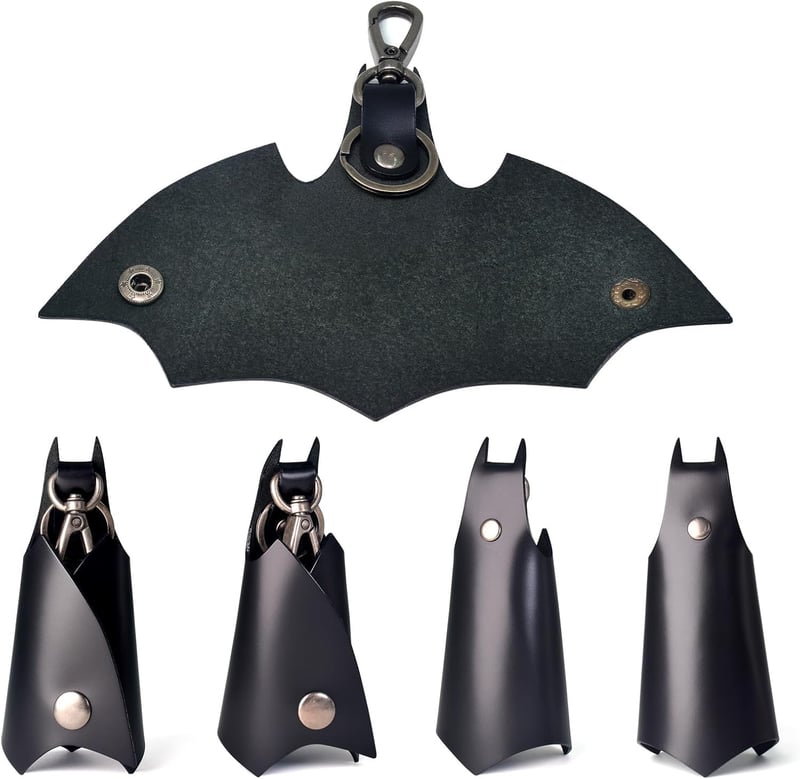 Leather Bat-Shaped Keychain for Men and Women