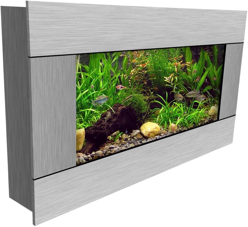 Wall-Mounted Aquarium with Silver Stainless Steel Frame