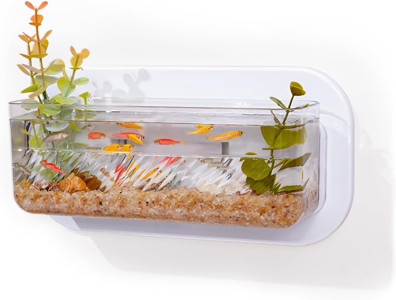 Wall Mounted Fish Bowl with Hydroponic Plant Pot