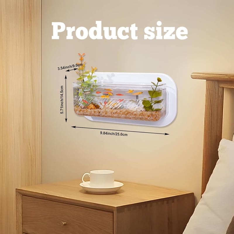 Wall Mounted Fish Bowl with Hydroponic Plant Pot