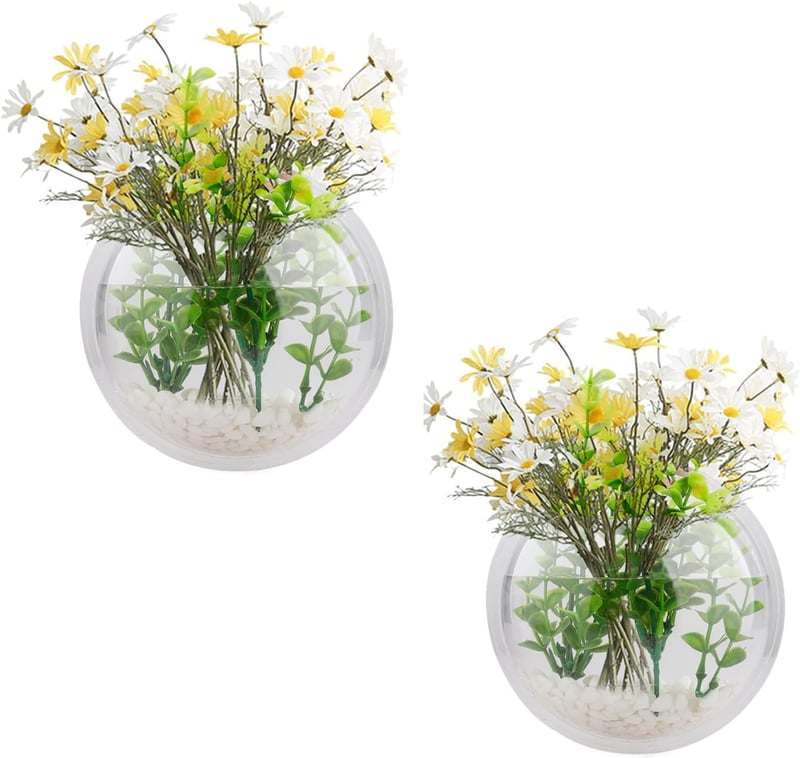 Wall-Mounted Clear Acrylic Fish Bowl & Plant Vase, Set of 2