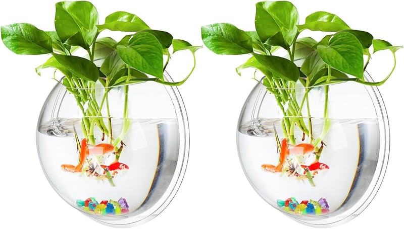 Wall-Mounted Acrylic Fish Bowl & Plant Vase, 9in, 0.5 Gallon