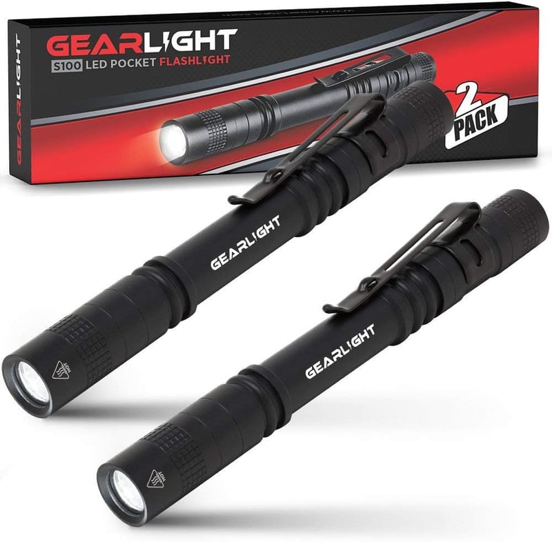 Compact LED Pocket Pen Light - Set of 2 with Clip