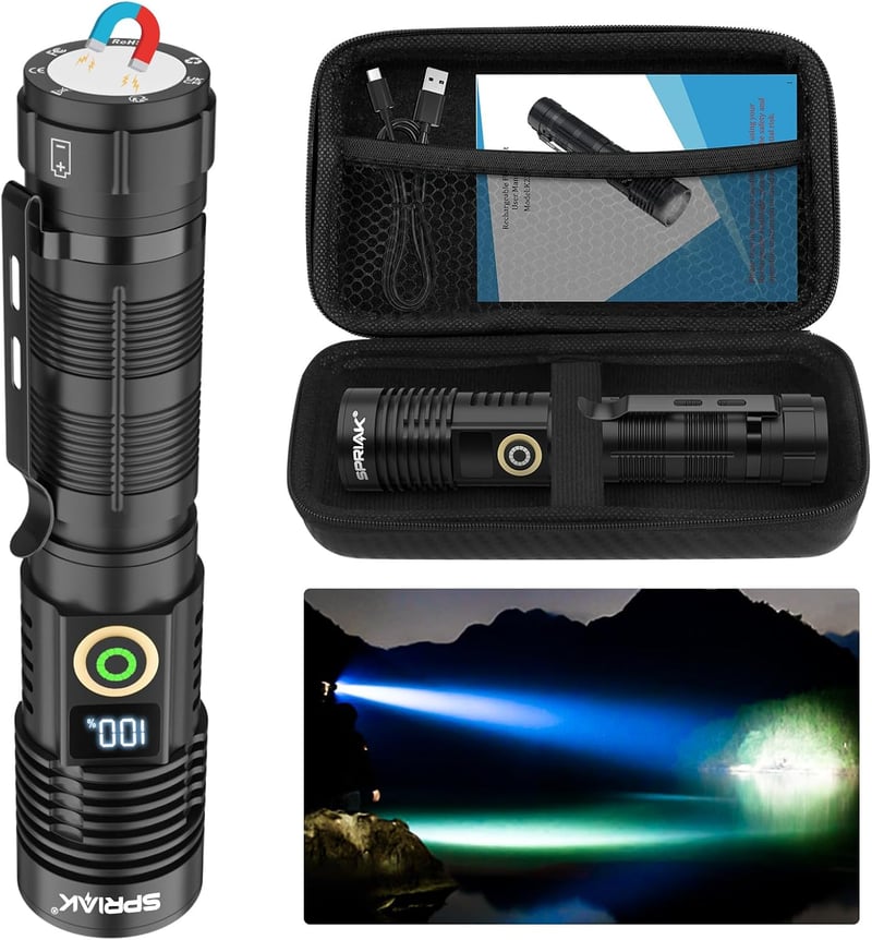 Rechargeable 12000LM Tactical LED Flashlight, Waterproof