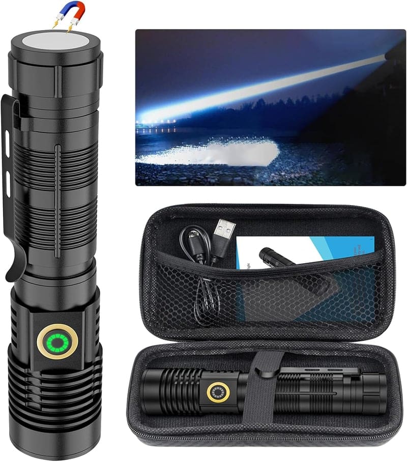 Rechargeable 12000 Lumens Zoomable LED Flashlight