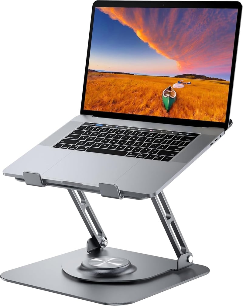 Adjustable Laptop Stand with 360° Rotating Base, Portable Design