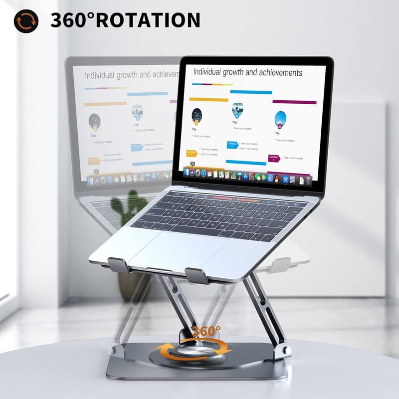Adjustable Laptop Stand with 360° Rotating Base, Portable Design