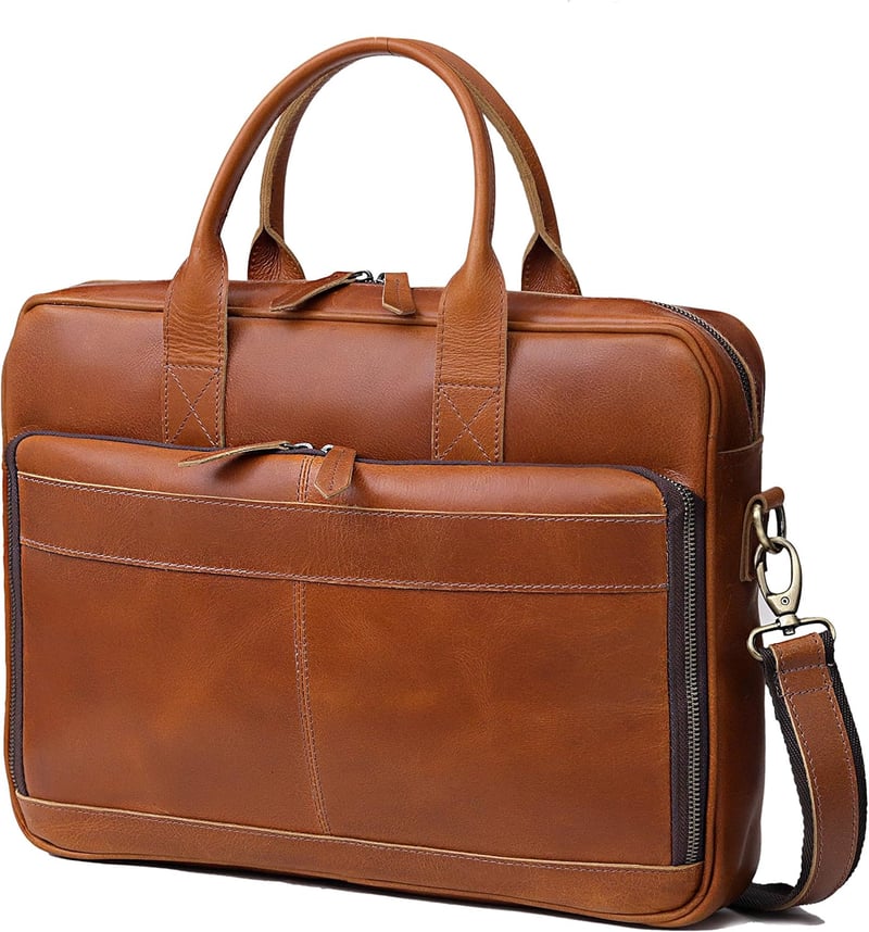 Vintage Leather Laptop Messenger Bag for Men and Women