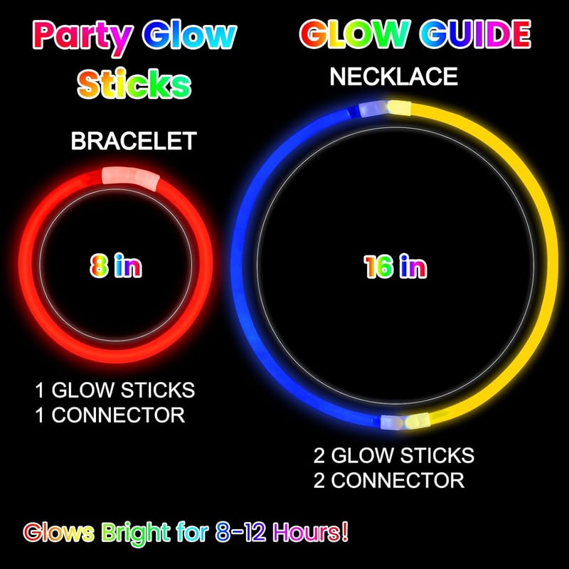 Glow Sticks Party Supplies - 100 Pack Neon Bracelet & Necklace