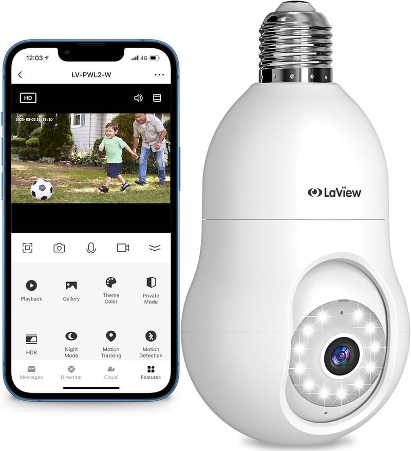 4MP 360° Wireless Bulb Security Camera with Motion Detection