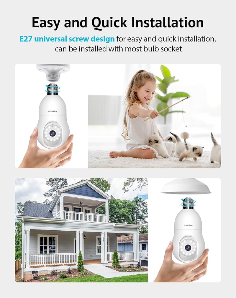4MP 360° Wireless Bulb Security Camera with Motion Detection