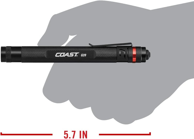 Inspection Beam LED Penlight, Adjustable Clip, 54 Lumens, Black