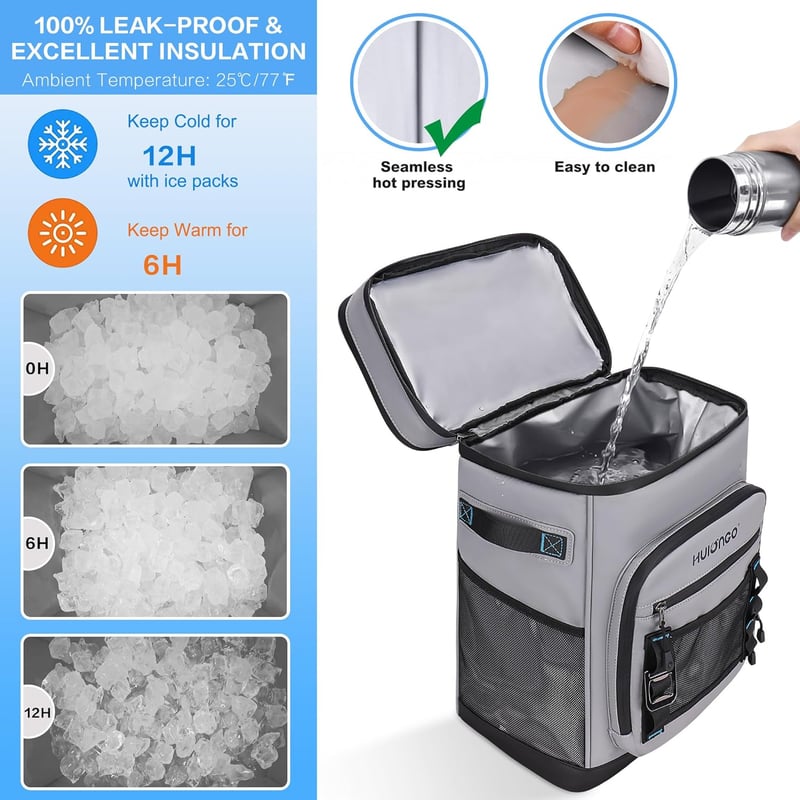 30L Waterproof Insulated Cooler Backpack, Leakproof for Outdoors