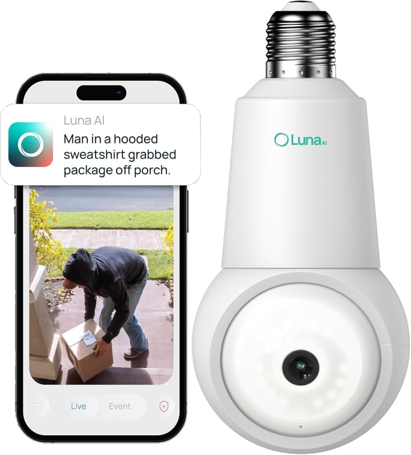 Wireless Security Camera Bulb with 360° View & AI Motion Detection