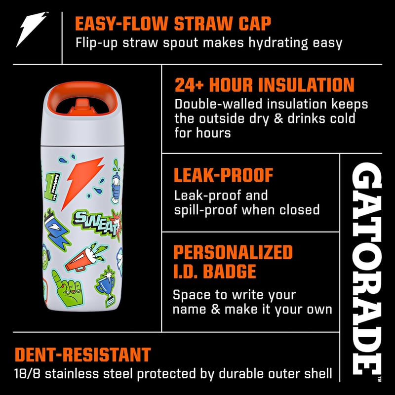 Kids' Stainless Steel Insulated Water Bottle, 12oz