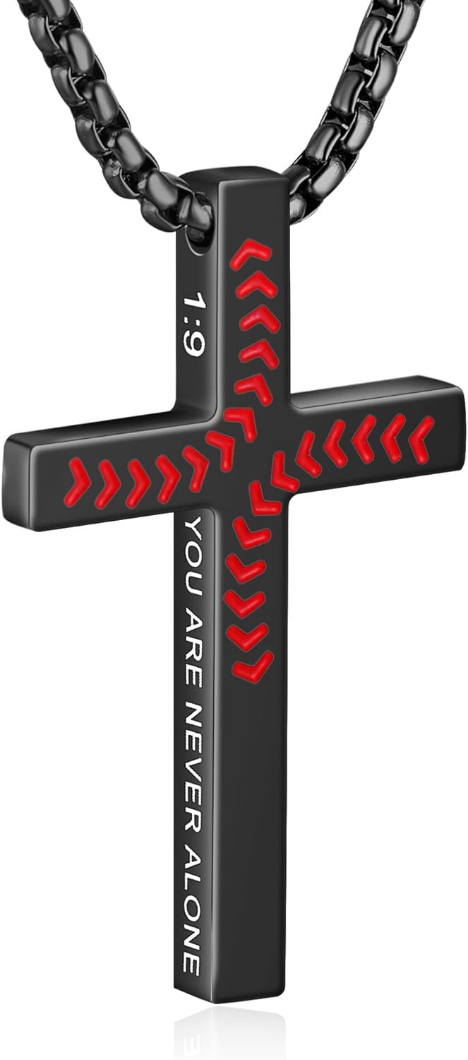 Inspirational Men's Baseball Cross Necklace
