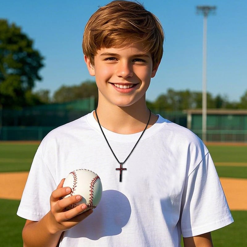 Inspirational Men's Baseball Cross Necklace